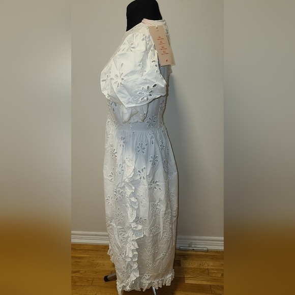 NWT Simone Rocha × H&M Eylet white dress with puff sleeves Cinch Waist - Picture 13 of 16
